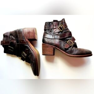 Kelsi Dagger Brown Ankle Boots with Buckle Detail